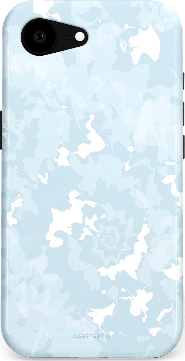 Casetastic hoesje geschikt voor Apple iPhone 16e / Apple iPhone 17e - MagSafe - Dubbellaagse bescherming - Blauwe wervels - Fashion Case - Wit Lichtgrijs
