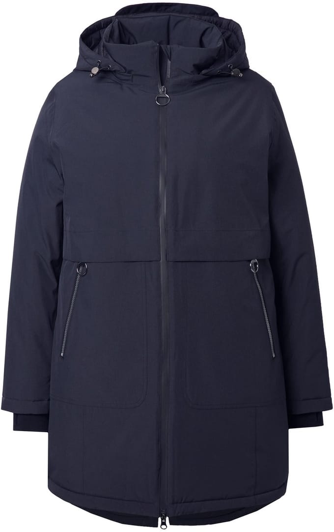 Ulla Popken - Dames - HYPRAR functionele mantel waterdicht capuchon - Zwart - Maat 46+