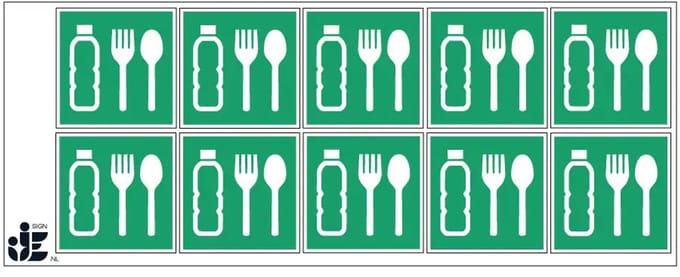 Noodrantsoen eten sticker - E074 | 5 x 5 cm - 10 stuks per vel
