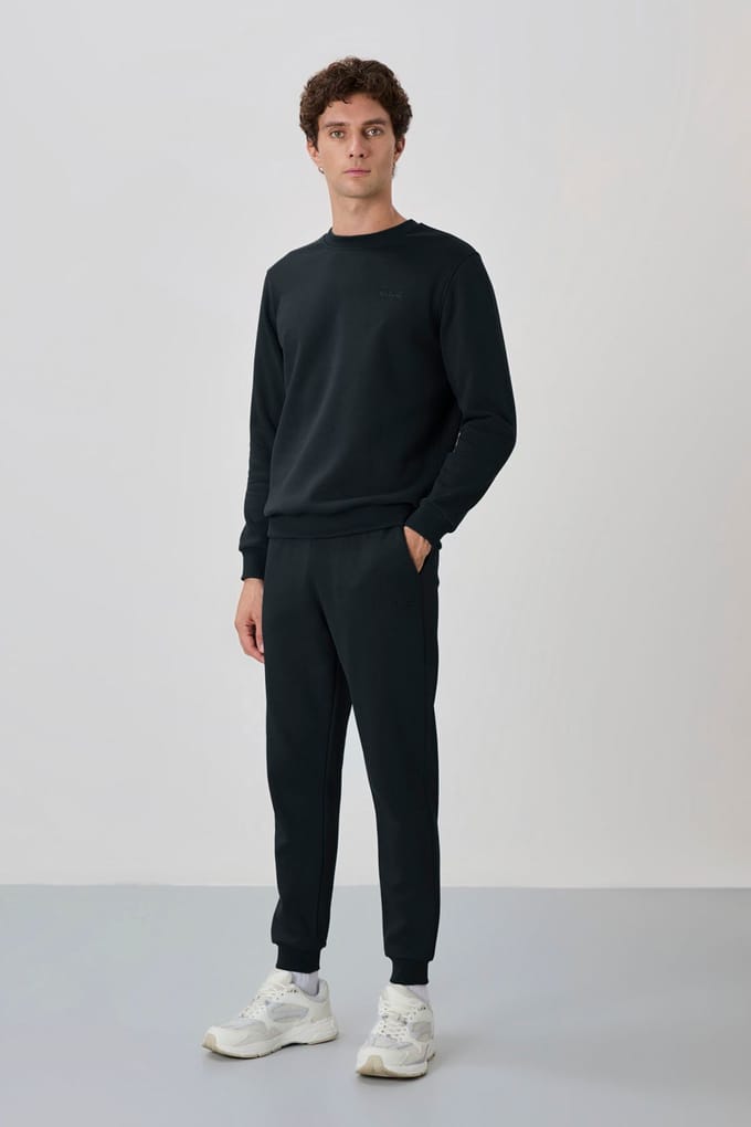 Heren Katoen-Polyester Fleece Sweater En Broek Set