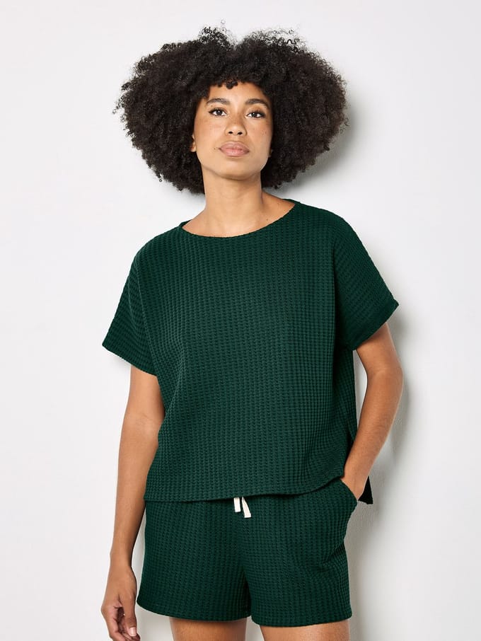 Oversized katoenen T-shirt met wafelstructuur