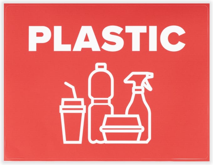 Afvalstickers Plastic - 25 x 19 cm - Container stickers - Kliko stickers - Prullenbak stickers - Plastic afval