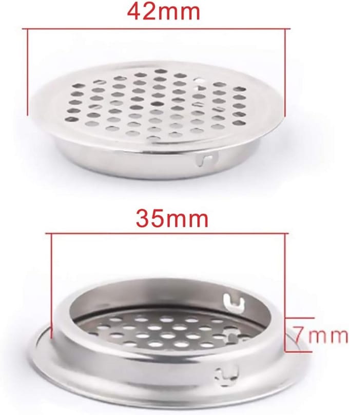 Ronde Roosters RVS Ventilatiegat voor Keuken en Kast - Set van 5