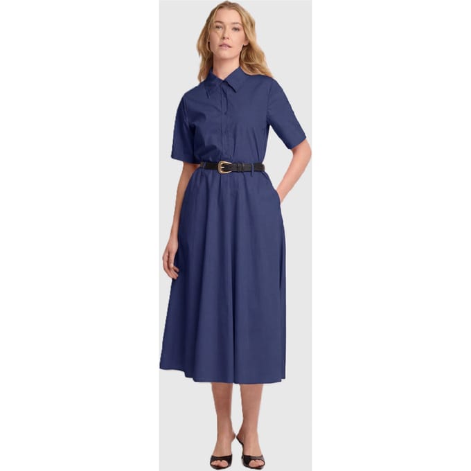 jurk met riem vrouw blauw
