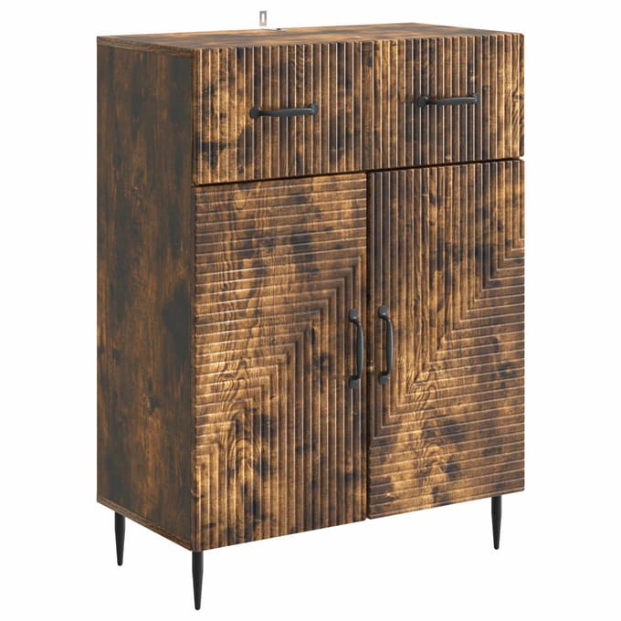 vidaXL - Dressoir - Gerookt - eiken - 66 - x - 34,5 - x - 89,5 - cm - Bewerkt - hout