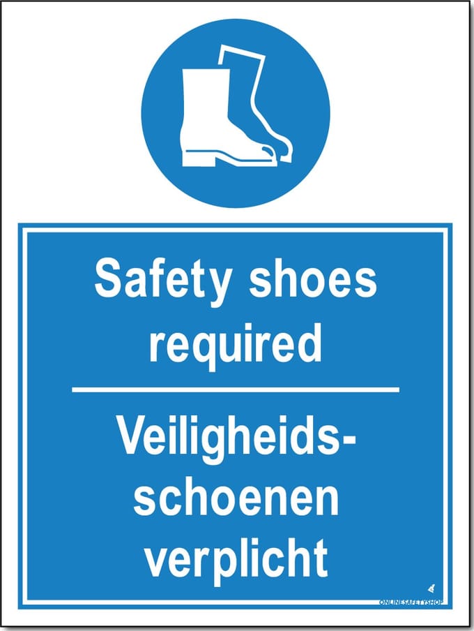 Veiligheidsschoenen bord - Safety shoes required - Forex - 30 x 40 cm