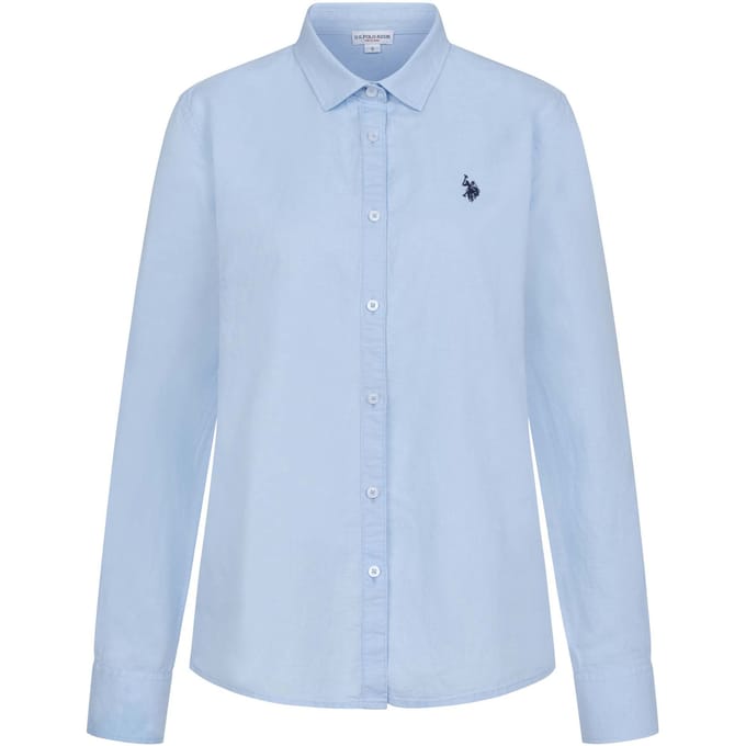 U.S. Polo Assn. dames linnen blouse van linnen-katoenmix