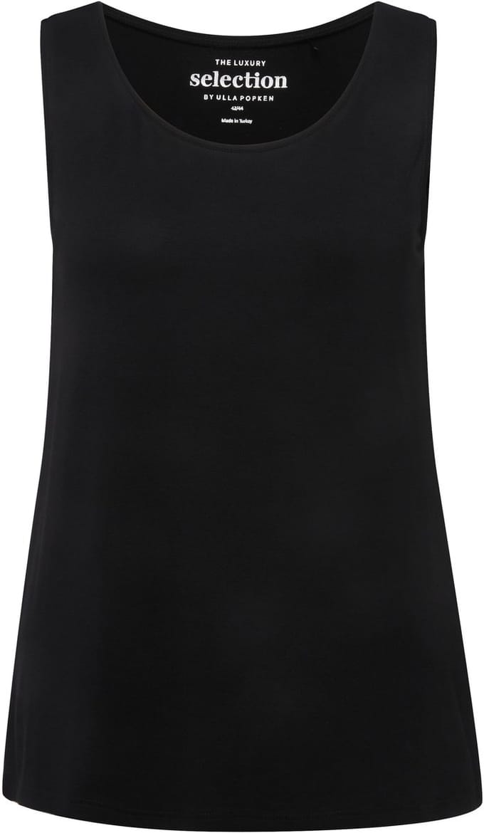 Ulla Popken - Dames - top stretch zijsplitten crêpe kwaliteit selection - Zwart - Maat 42+