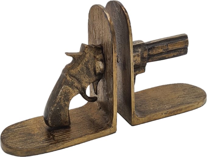 Deco4yourhome® - Boekensteun - Gun - Pistool - Goud - Gold - Antique Brass Shiny