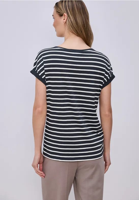 Shirt met hangende schouder en strepen