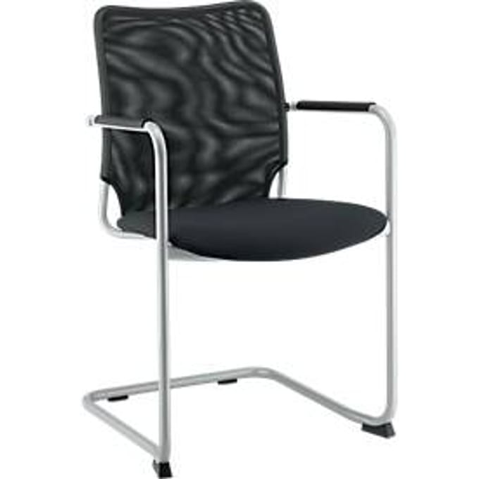 Sledestoel Sun, met armleuningen, aluminium zilver/zwart