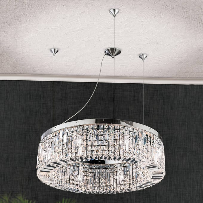 ORION Fonkelende kristallen hanglamp Ring 80 cm chroom