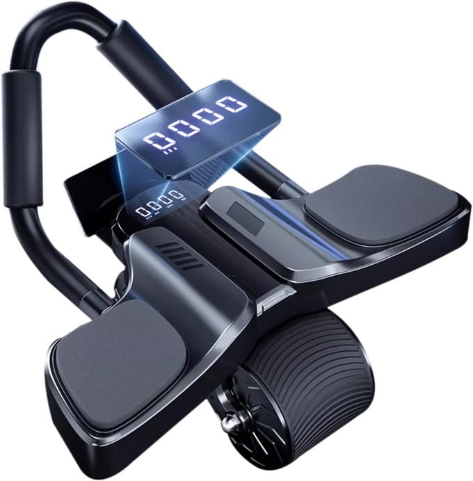 Ab Roller Wiel - Buikspierwiel Trainer - Core Training - Automatische Rebound - Met Elleboogondersteuning - Zwart