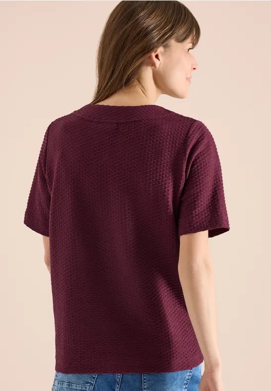 Shirt met ronde hals en trekkoord