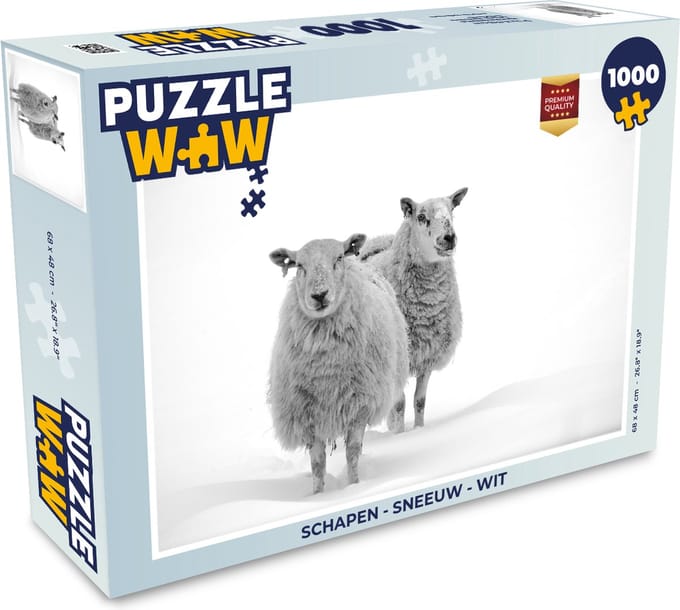 Puzzel Schapen - Sneeuw - Wit - Legpuzzel - Puzzel 1000 stukjes volwassenen