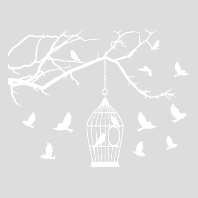 Muursticker Vogels met kooi