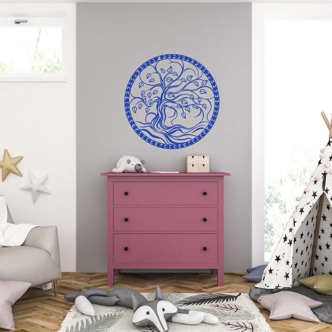 Muursticker - Tree Of Life - 40,6 x 40,6 - Blauw