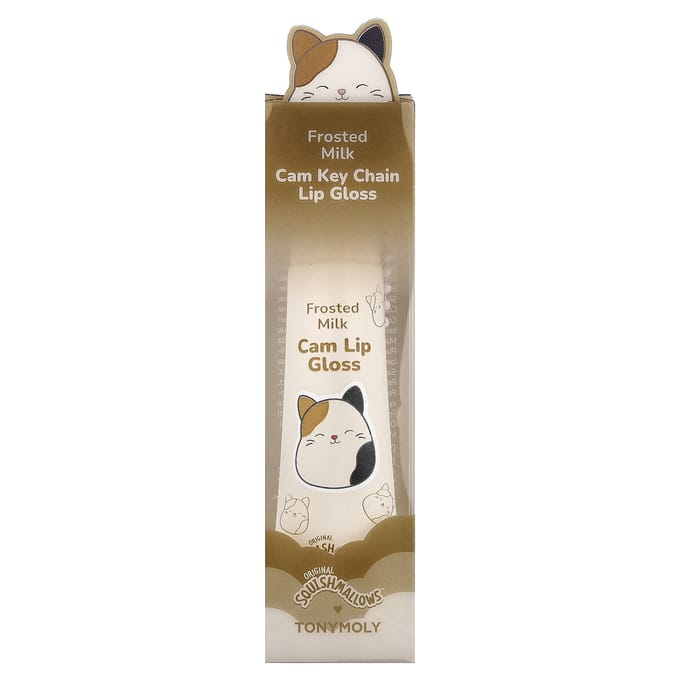 TonyMoly, Original Squishmlows™, Cam Sleutelhanger Lipgloss, Frosted Milk, 11g white