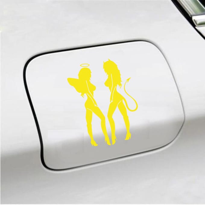 Bumpersticker - Engeltjes - 14 X 10 - Geel