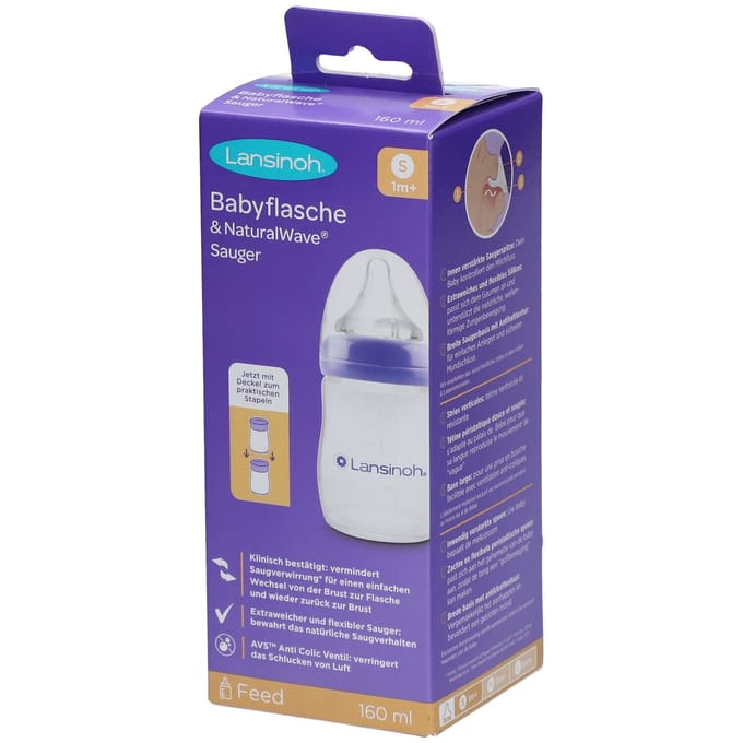 Lansinoh Zuigfles + NaturalWave® Speen 1m+ 160 ml 1 Combinatieverpakking