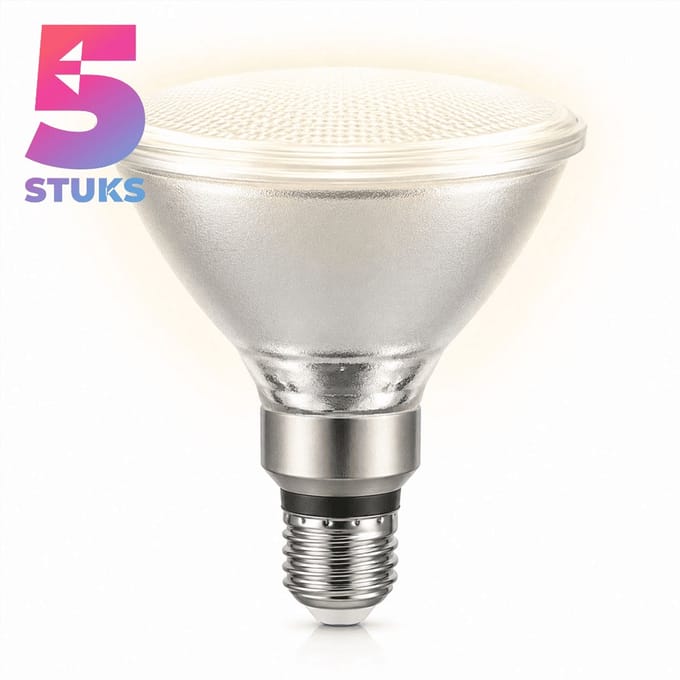 5x Reflector Halogeenlamp E27 - 80W - Warm Wit Licht (3000K) - 1000 lm - 2 jaar - Dimbaar - PAR38 - 38°