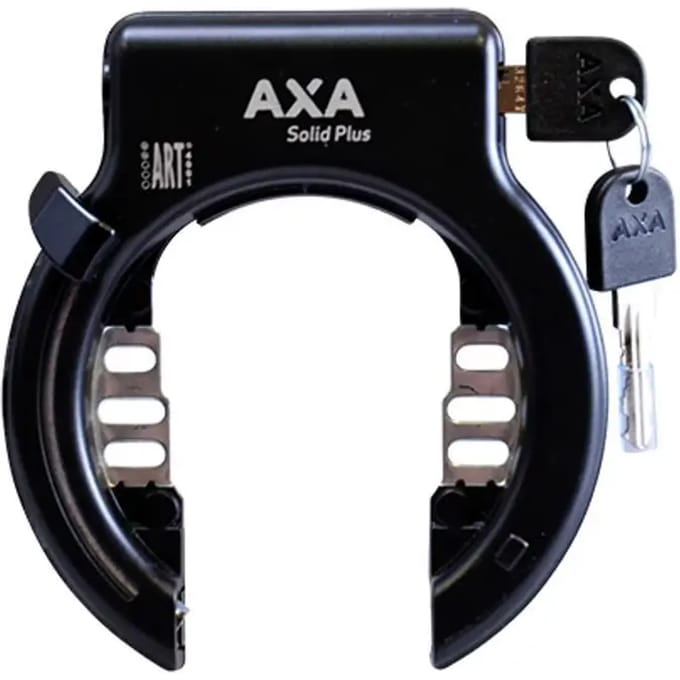 AXA Solid Plus Frameslot – ART 2 fietsslot – Met Plug‑in mogelijkheid – Gehard staal – Multi‑bevestiging – Beveiligingsniveau 11 – Zwart