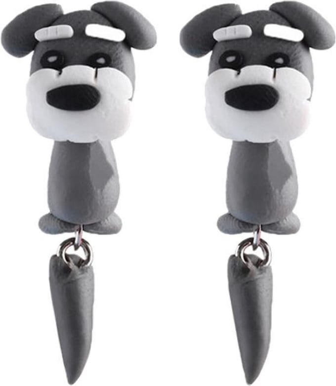 Fako Bijoux® - Oorbellen - Dansende Hond - Grijs