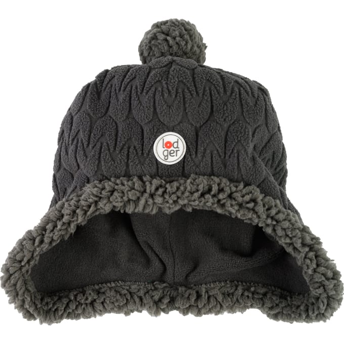 Kindermutsje winter zwart - 1-2 Jaar - fleece voering - met pompon