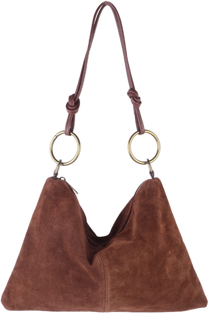 Giuliano lederen suede schoudertas Eveis - Made in Italy - Dames - Suede - Bruin