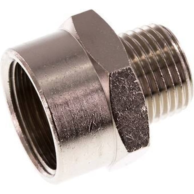 Verloopadapter R1/2'' Buitendraad X Rp3/4'' Binnendraad Messing Vernikkeld 16bar