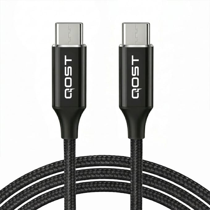Qost - USB C Kabel - Oplaadkabel - Oplaadkabel & Datakabel - Snellader - 100W - USB-C naar USB-C - 2 Meter - Nylon gevlochten