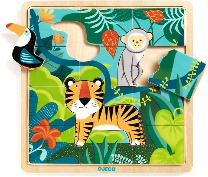 Houten Insteekpuzzel Jungle voor Kinderen Vanaf 3 Jaar