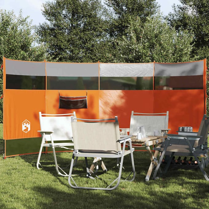 vidaXL - Windscherm - camping - waterdicht - 366x152x152 - cm - grijs - en - oranje