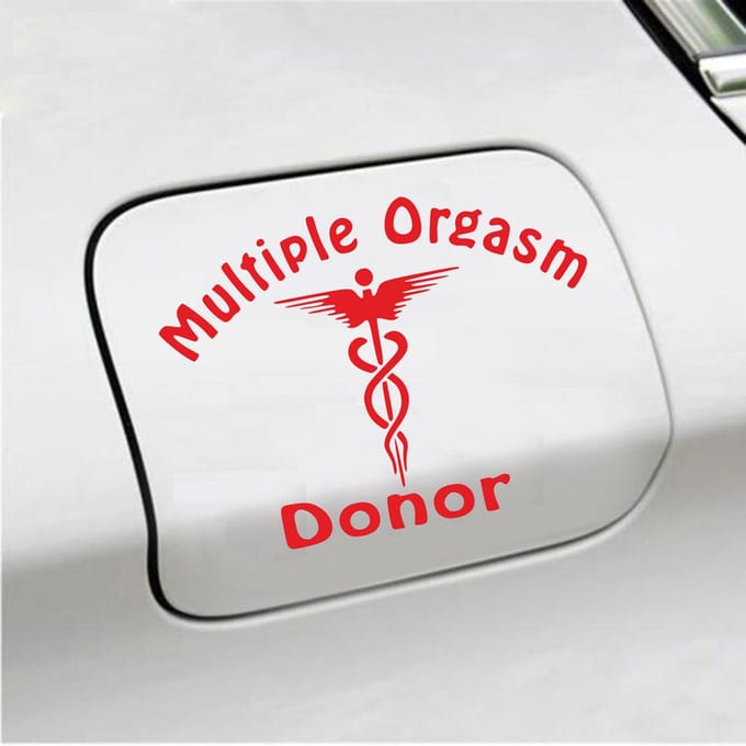 Bumpersticker - Multiple Orgasm Donor - 11,1 X 14,8 - Rood