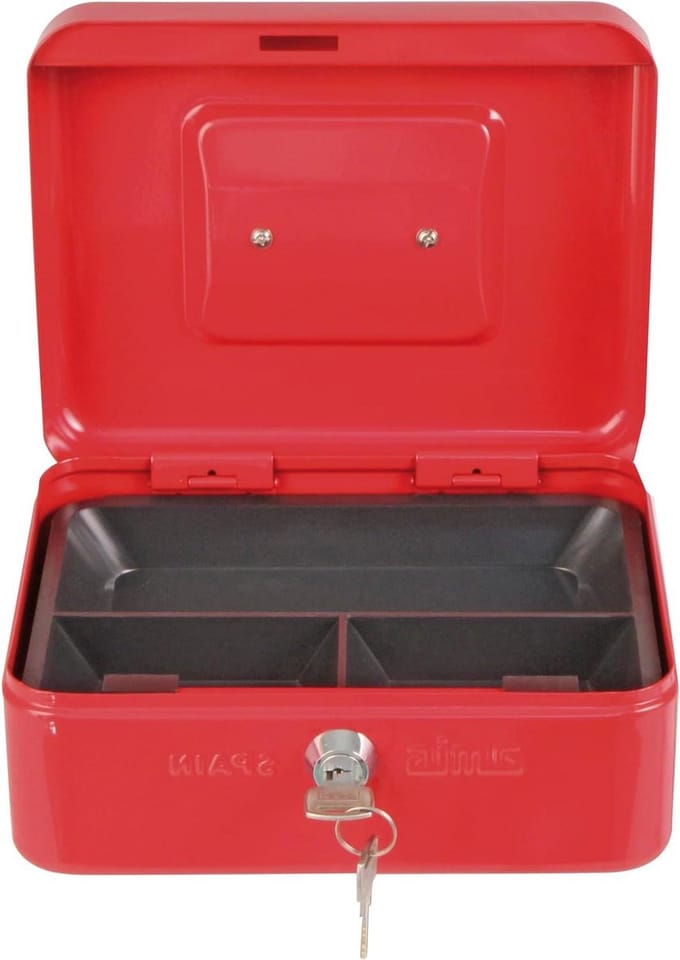 Geldkist - Geldlade Kluis - Veilig Opbergen - Met Muntlade - 30cm Breed - Rood