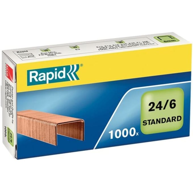 Rapid Standard Nietjes 24/6 Kopercoating - Doos van 1000 Nietjes