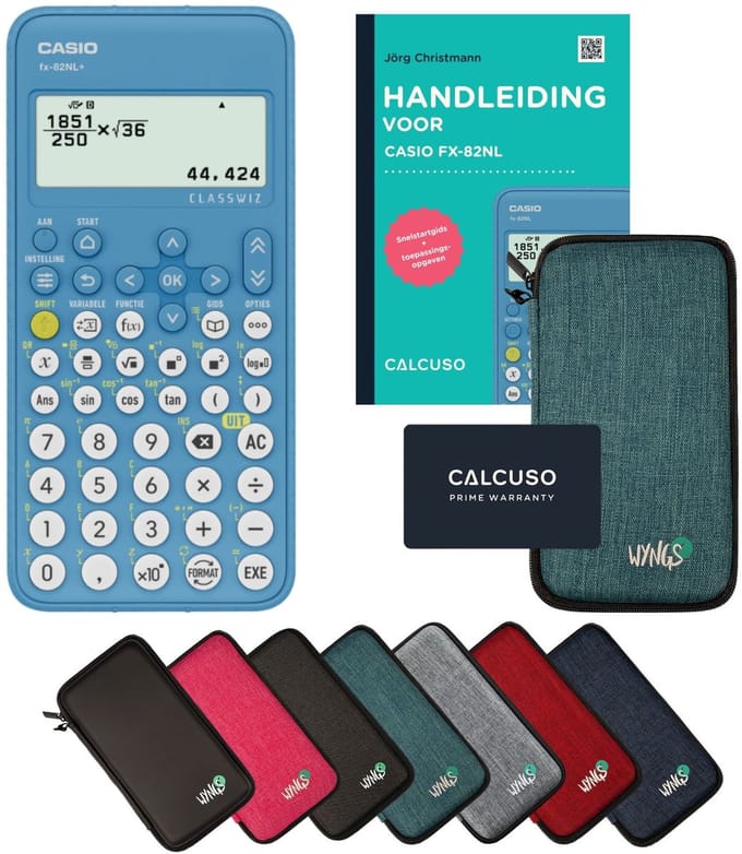 Casio fx-82NL+ incl. beschermhoes Turkoois + Handleiding - Wetenschappelijke rekenmachine - Standaardset