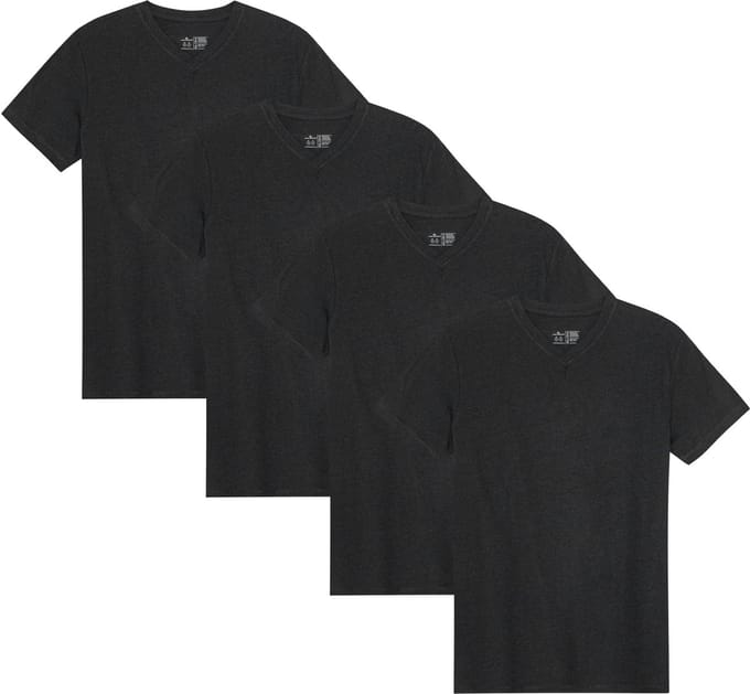 DANISH ENDURANCE T-Shirt voor Heren - V-Neck - Zwart - 4 pack - Maat M