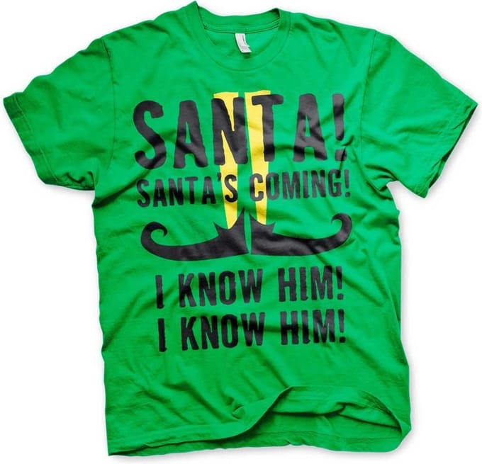 Elf Heren Tshirt -S- Santa's Coming Groen