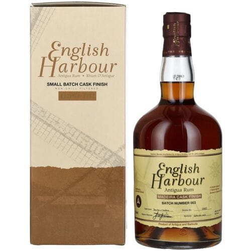 Engelse haven rum English Harbour MADEIRA CASK FINISH Small Batch Antigua Rum Batch 003 46% Vol. 0,7l in geschenkverpakking
