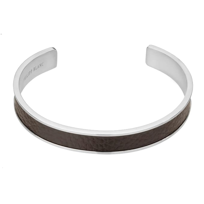 Echt leer en roestvrij stalen armband Philipp Blanc Simon