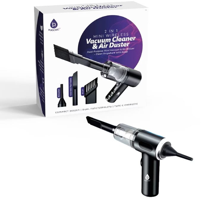 Pursonic 2-in-1 Draadloze Mini Stofzuiger & Air Duster