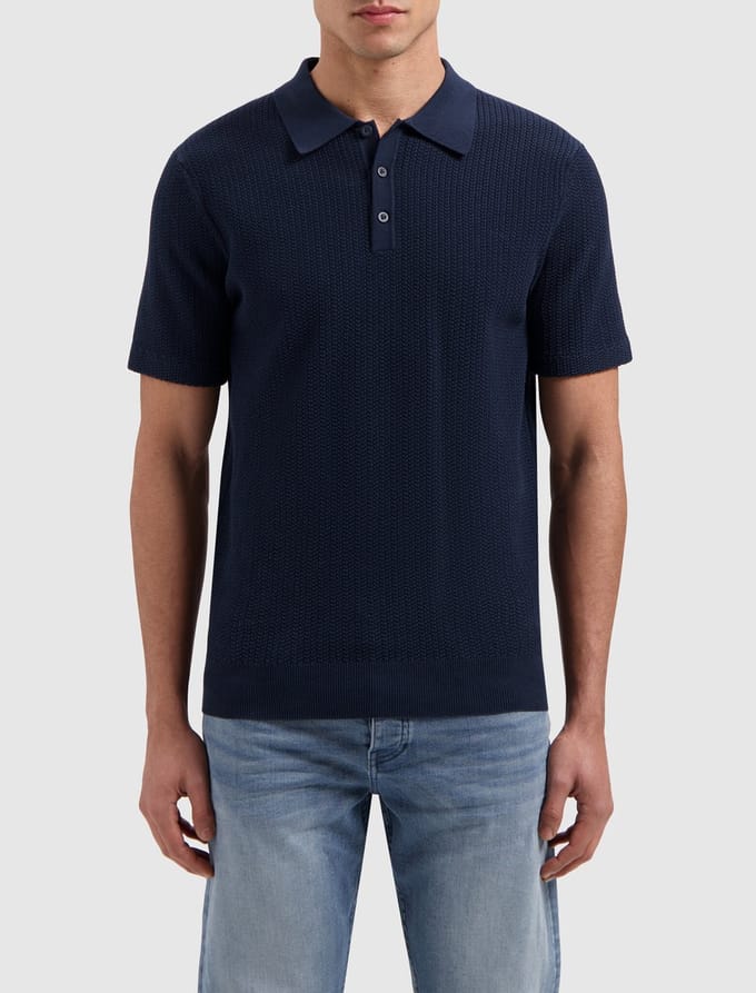 Pure Path Braided Knitwear Polo Navy (25010815 - 07)