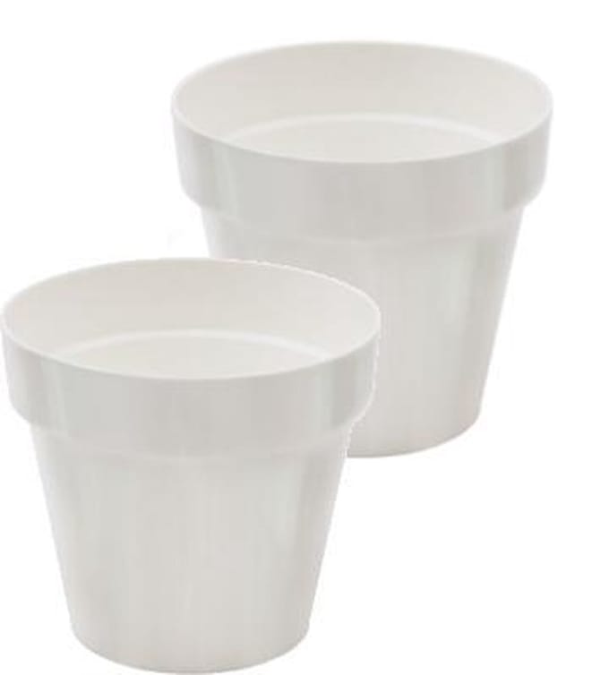 Bloempot Rond Cube Shine 25cm WIT Prosperplast / 2 STUKS ! /