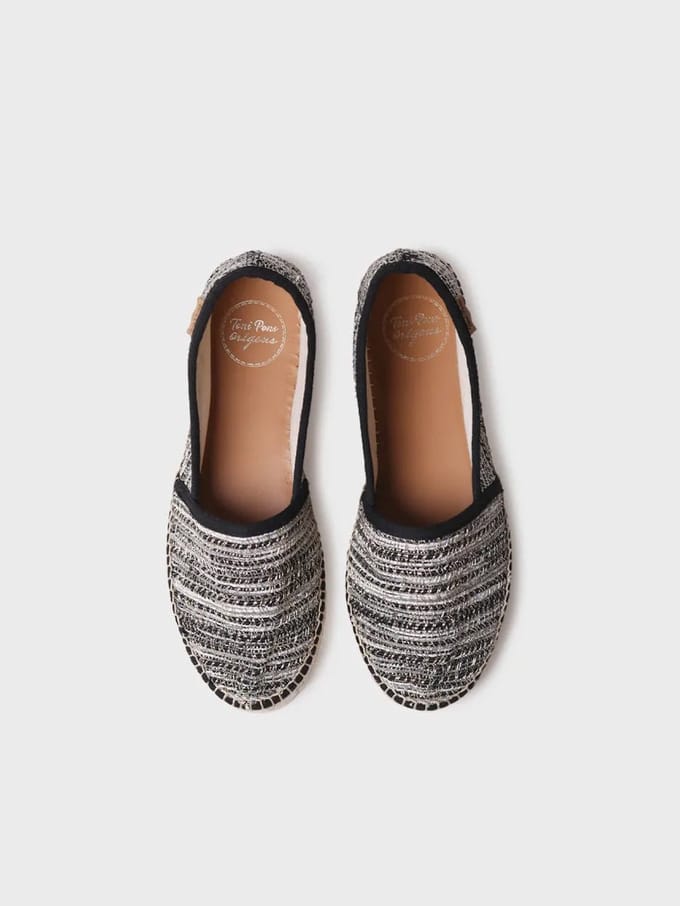 Platte espadrilles voor dames van glitterstof | ALMA-CL