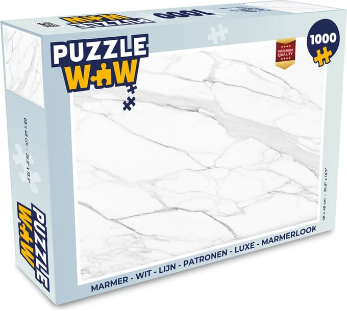 Puzzel Marmer - Wit - Lijn - Patronen - Luxe - Marmerlook - Legpuzzel - Puzzel 1000 stukjes volwassenen