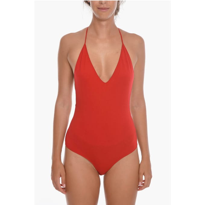 Gezellige body met blote rug van kasjmiermix in rood