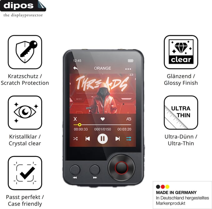 dipos – 4x Beschermfolie geschikt voor Oilsky A55 MP3-Player | Krasbestendige & heldere Screenprotector Ultra-Thin