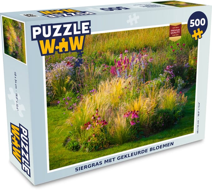 Puzzel Siergras met gekleurde bloemen - Legpuzzel - Puzzel 500 stukjes
