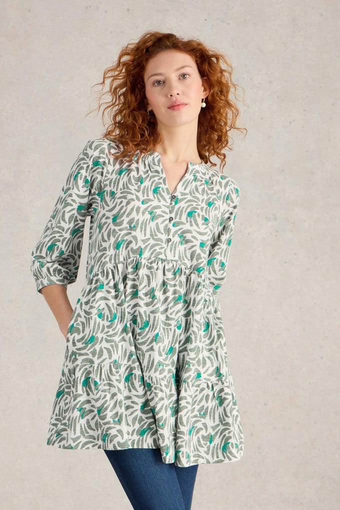 White Stuff Marlie Button Tunic Green Print Größe: 18 | Blusenkleider Outlet | Damen | Grün